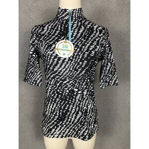 Tail Women's Golf/Tennis Polo Shirt Graphic Print 1/4 Zip Black/White XS NWT's